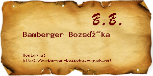 Bamberger Bozsóka névjegykártya